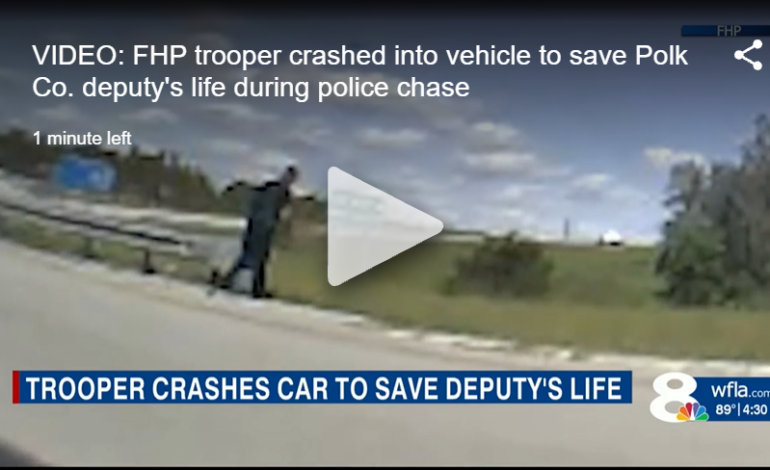 VIDEO: FHP trooper crashes into vehicle to save Polk Co. deputy’s life during police chase